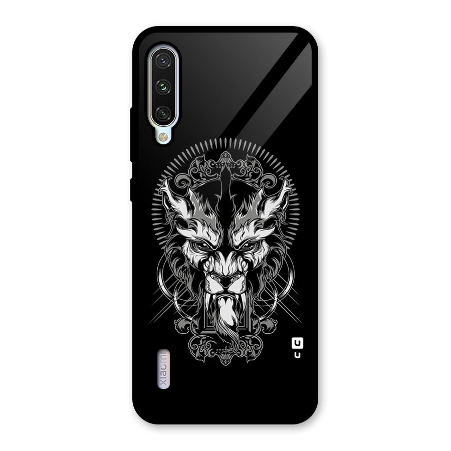 Pencil Art Lion Illustration Glass Back Case for Mi A3