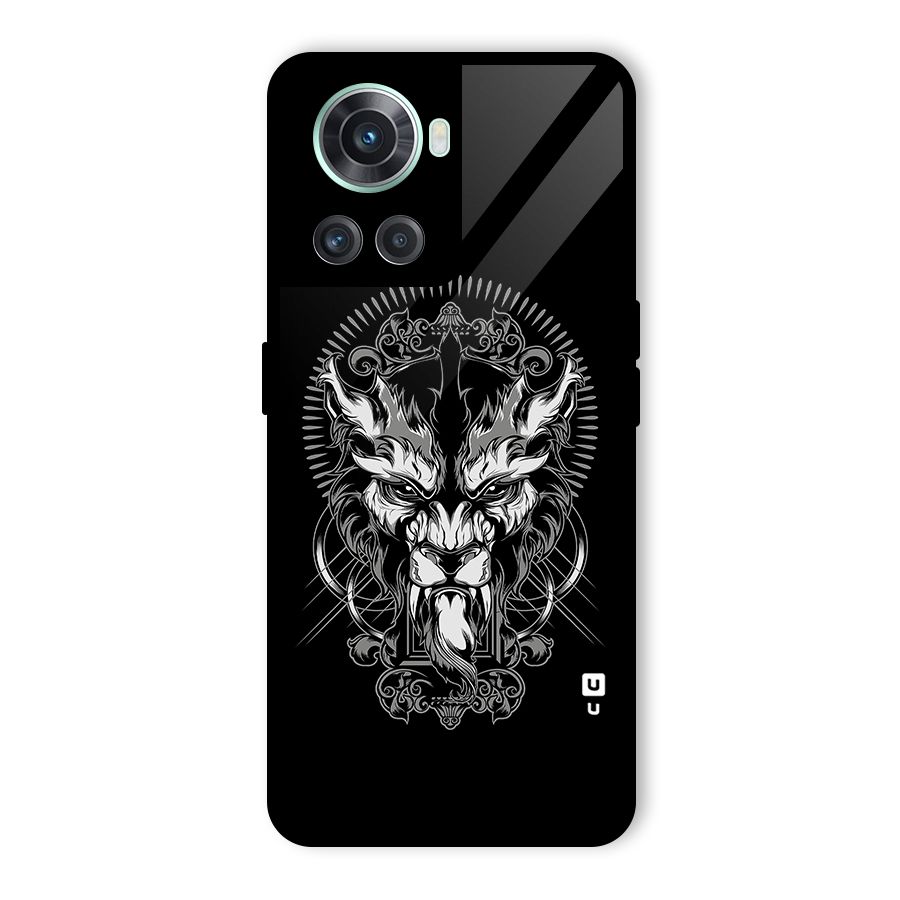 Pencil Art Lion Illustration Glass Back Case for OnePlus 10R