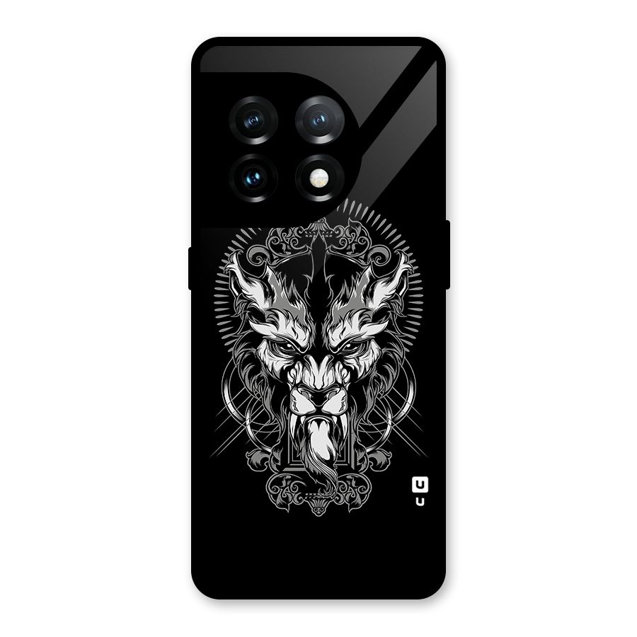 Pencil Art Lion Illustration Glass Back Case for OnePlus 11