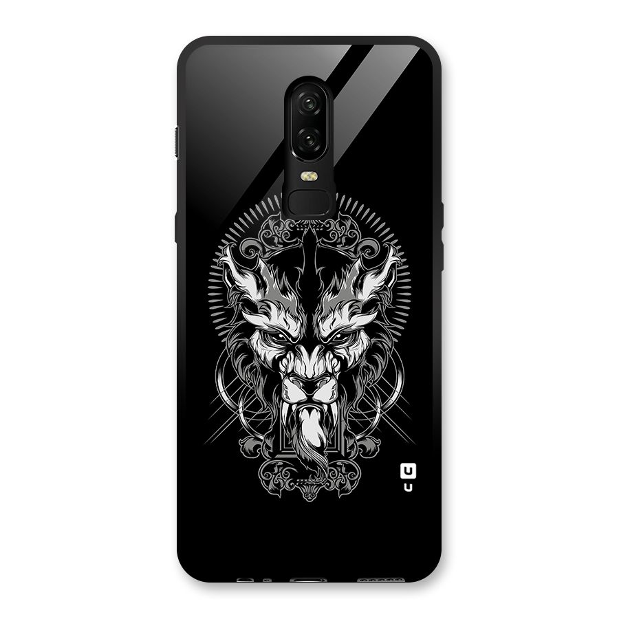 Pencil Art Lion Illustration Glass Back Case for OnePlus 6