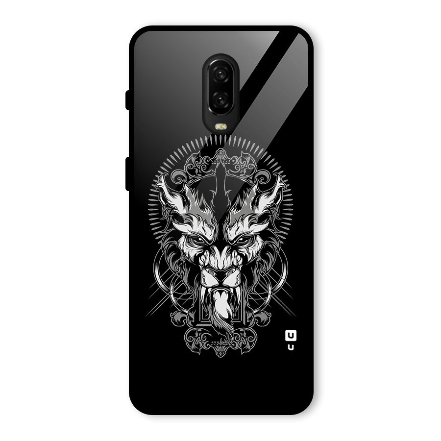 Pencil Art Lion Illustration Glass Back Case for OnePlus 6T