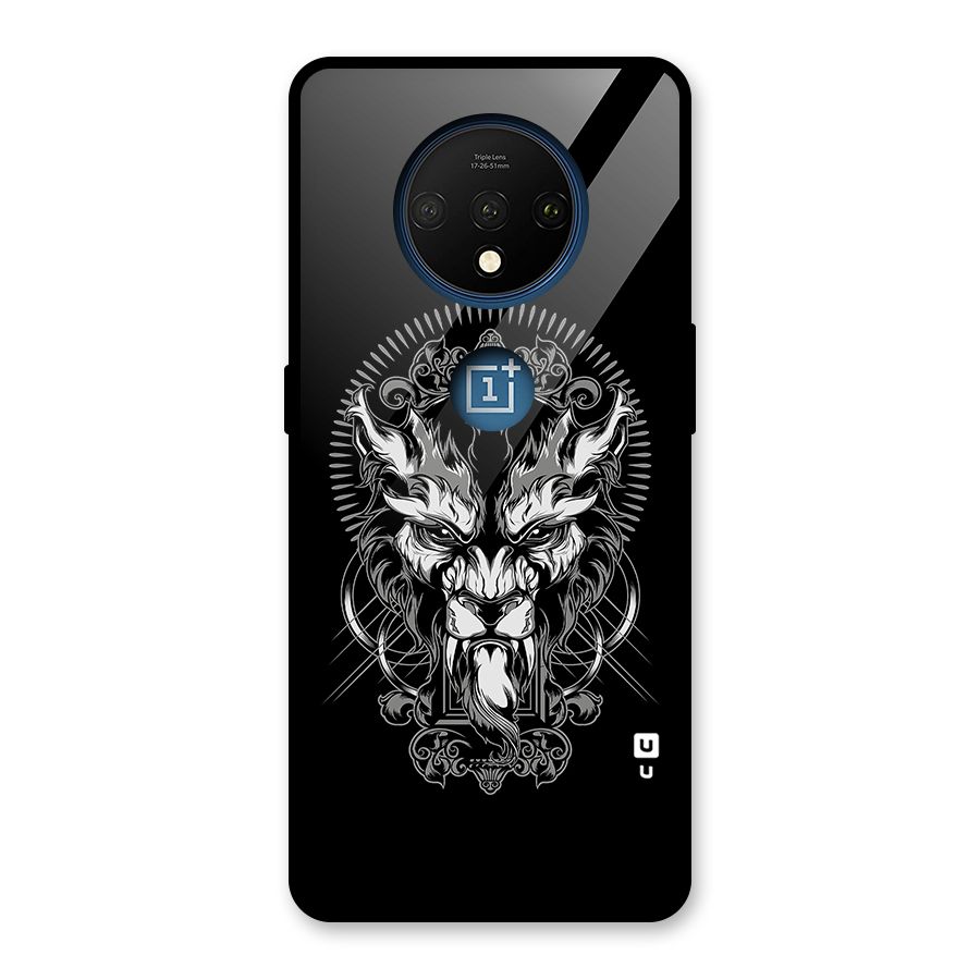 Pencil Art Lion Illustration Glass Back Case for OnePlus 7T