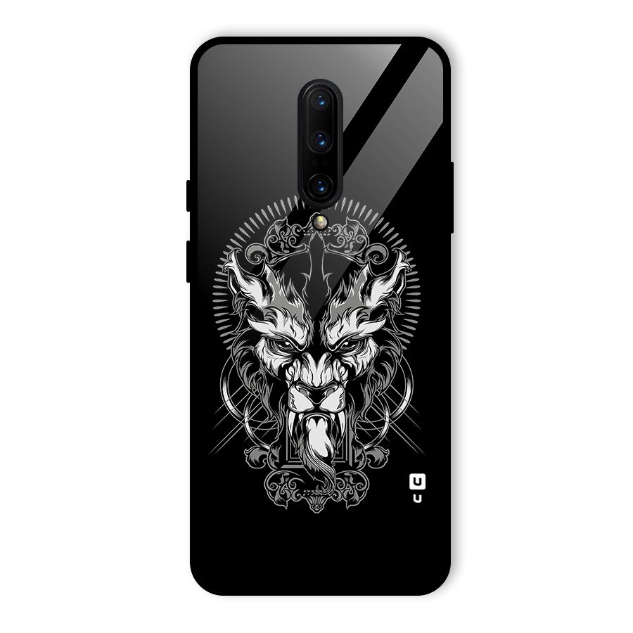 Pencil Art Lion Illustration Glass Back Case for OnePlus 7 Pro
