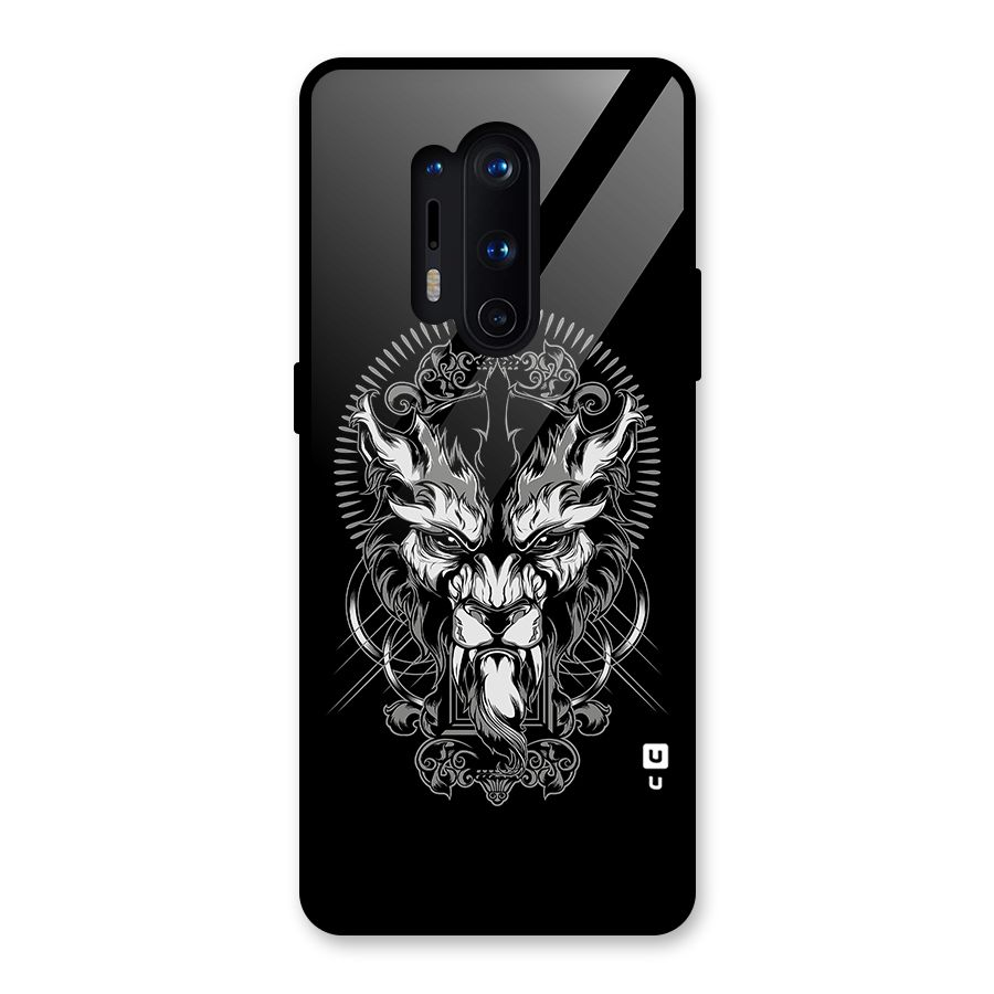 Pencil Art Lion Illustration Glass Back Case for OnePlus 8 Pro