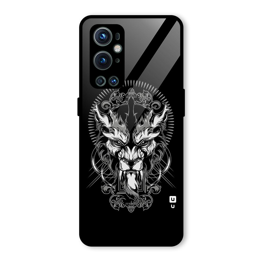 Pencil Art Lion Illustration Glass Back Case for OnePlus 9 Pro