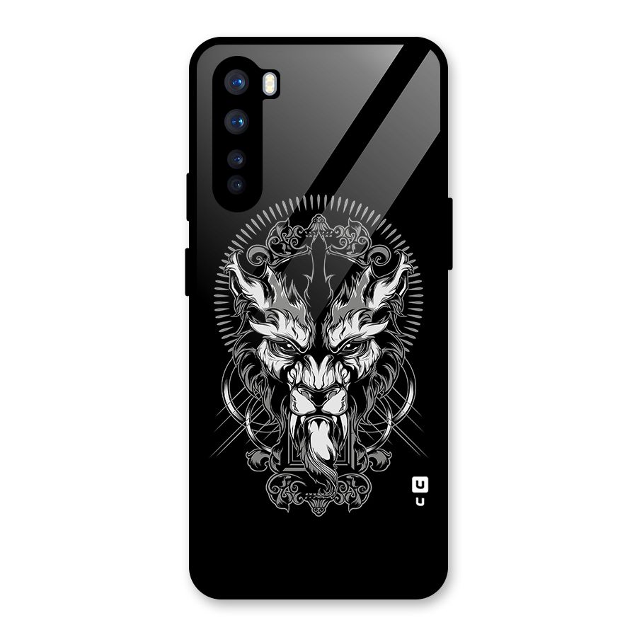 Pencil Art Lion Illustration Glass Back Case for OnePlus Nord