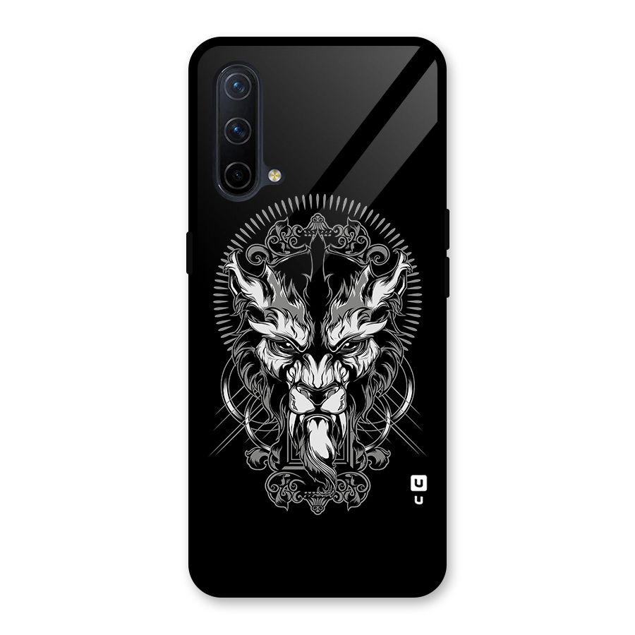 Pencil Art Lion Illustration Glass Back Case for OnePlus Nord CE 5G
