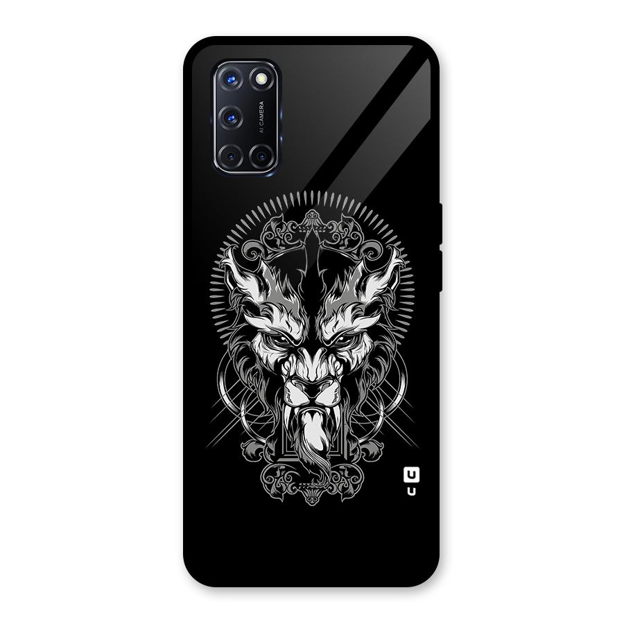 Pencil Art Lion Illustration Glass Back Case for Oppo A52