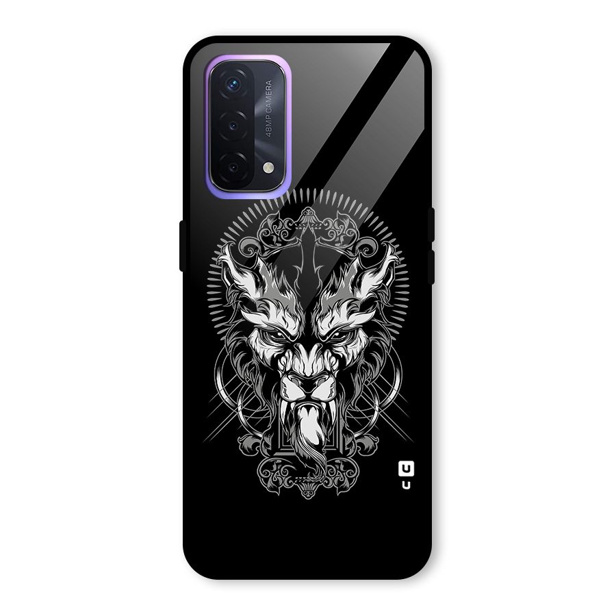 Pencil Art Lion Illustration Glass Back Case for Oppo A74 5G