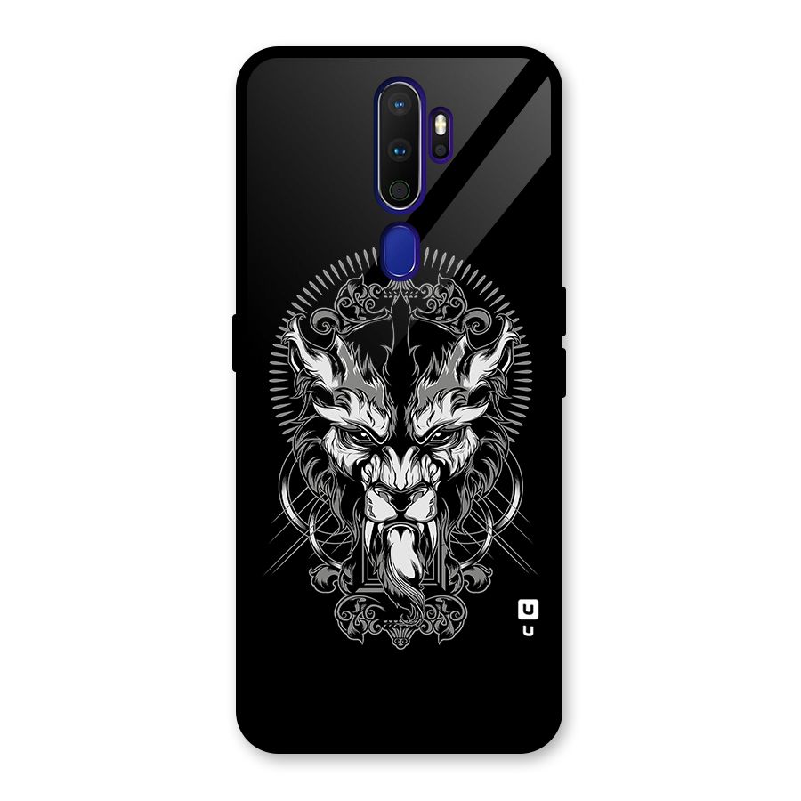 Pencil Art Lion Illustration Glass Back Case for Oppo A9 (2020)