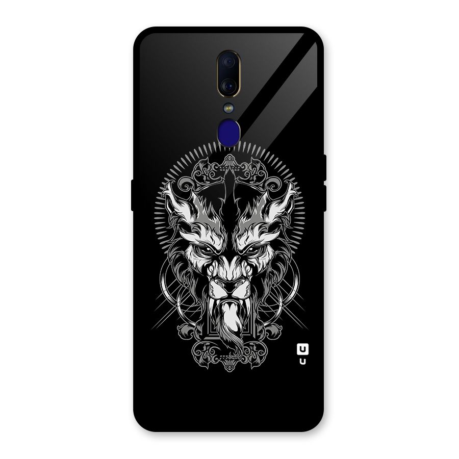 Pencil Art Lion Illustration Glass Back Case for Oppo F11