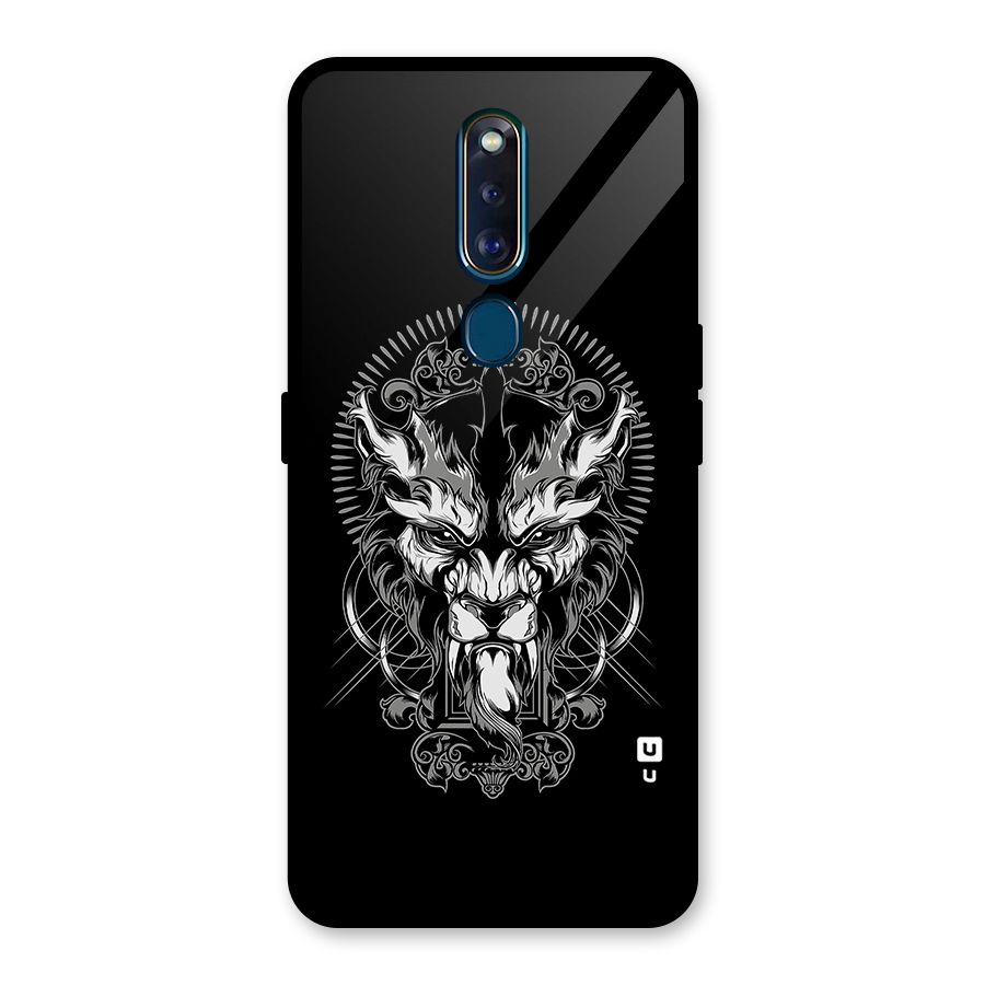 Pencil Art Lion Illustration Glass Back Case for Oppo F11 Pro