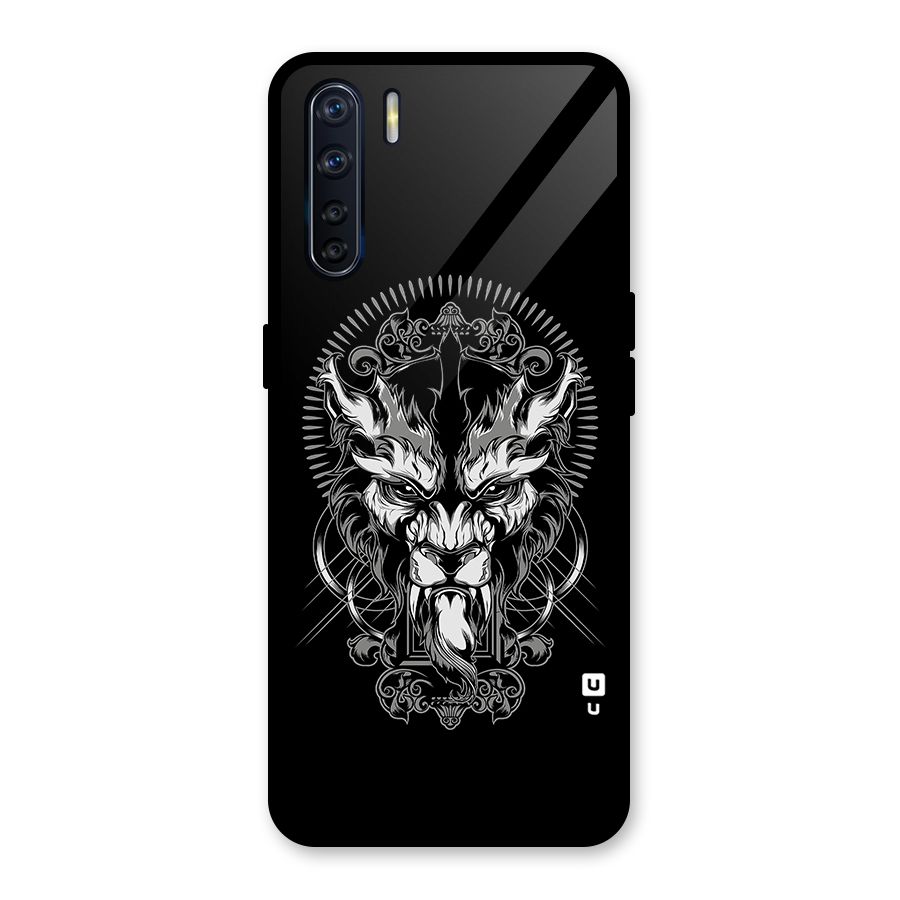 Pencil Art Lion Illustration Glass Back Case for Oppo F15