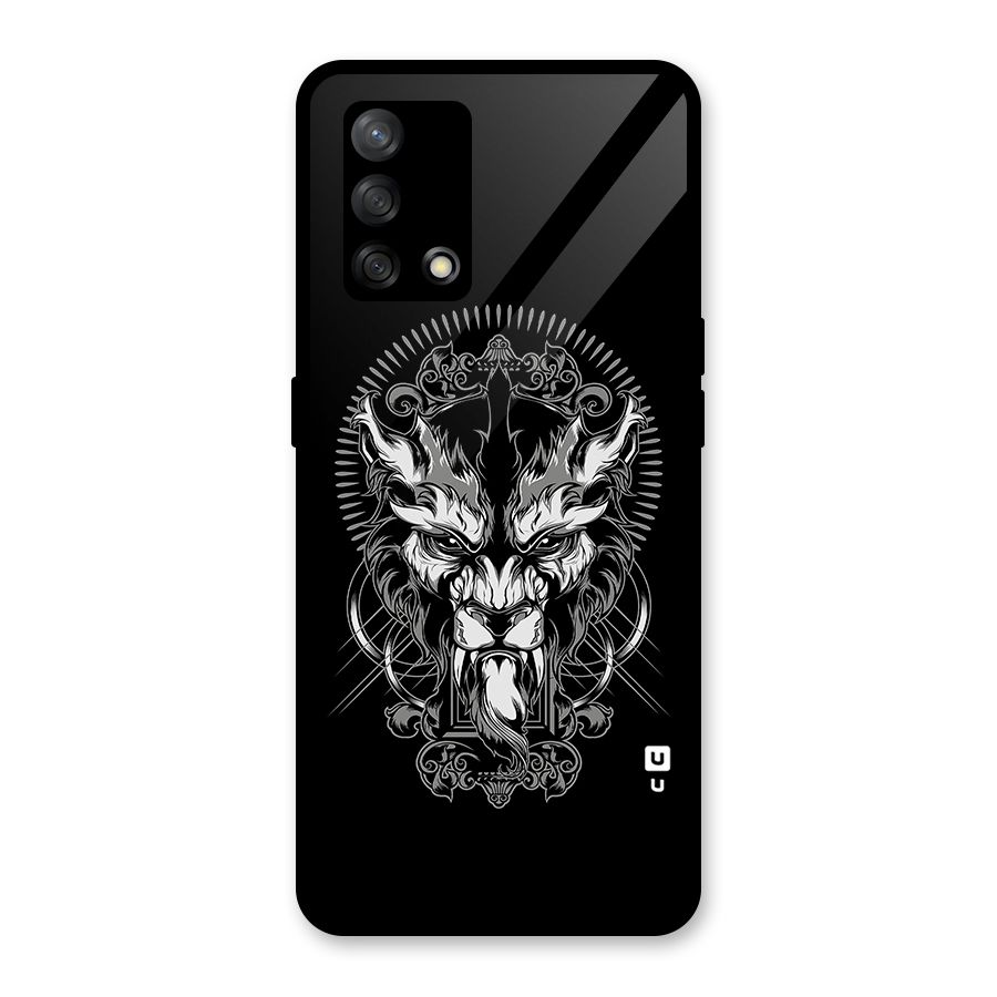 Pencil Art Lion Illustration Glass Back Case for Oppo F19