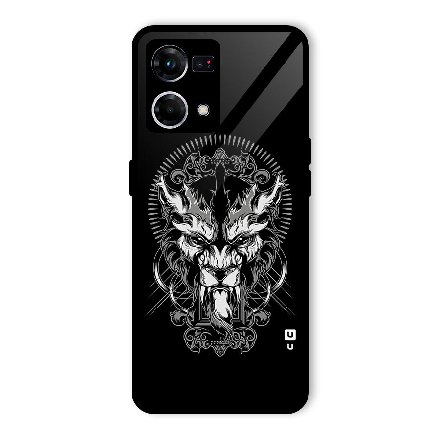 Pencil Art Lion Illustration Glass Back Case for Oppo F21 Pro 4G