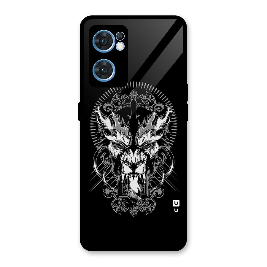 Pencil Art Lion Illustration Glass Back Case for Oppo Reno7 5G