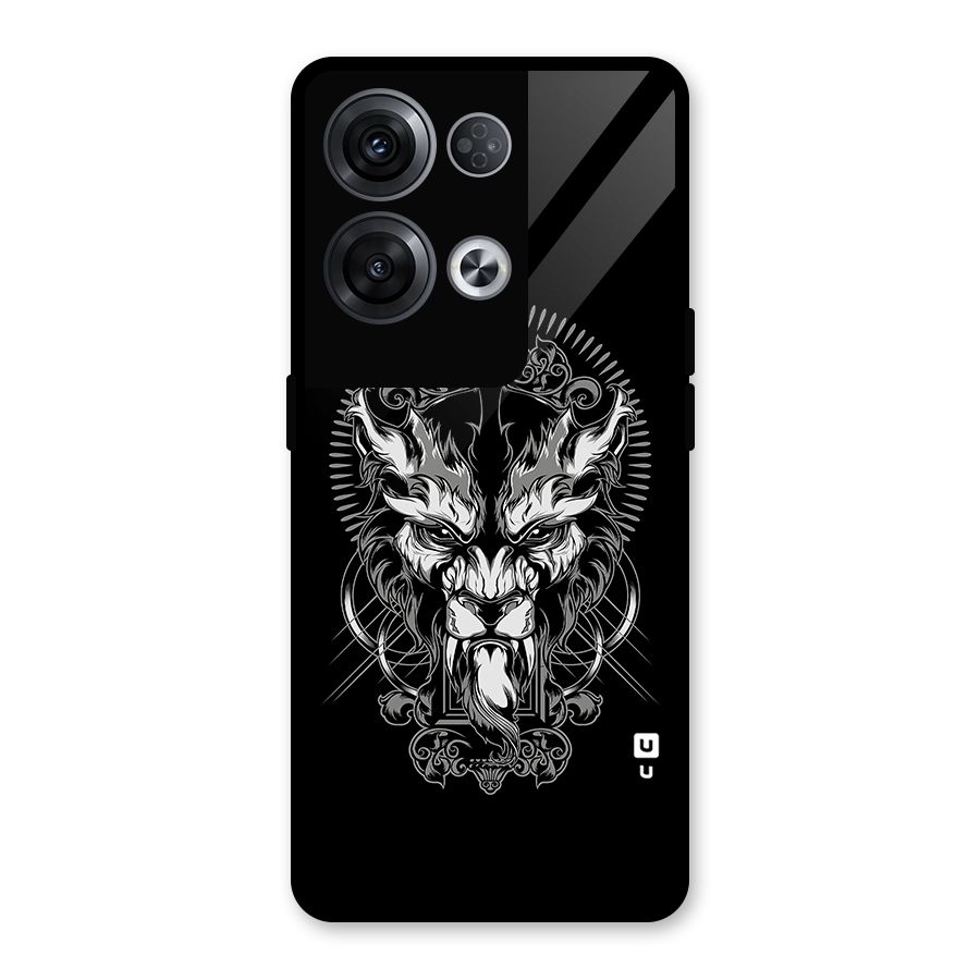 Pencil Art Lion Illustration Glass Back Case for Oppo Reno8 Pro 5G