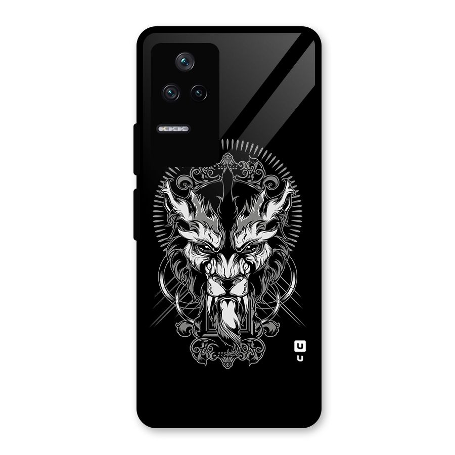 Pencil Art Lion Illustration Glass Back Case for Poco F4 5G