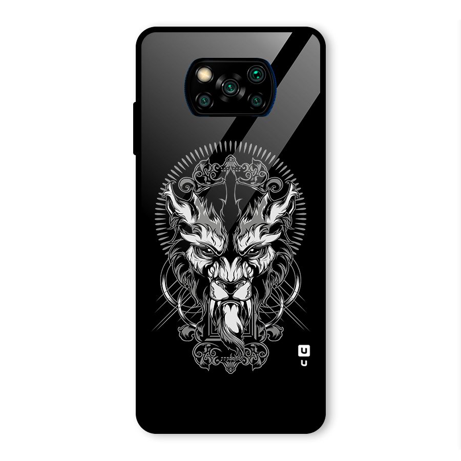 Pencil Art Lion Illustration Glass Back Case for Poco X3 Pro