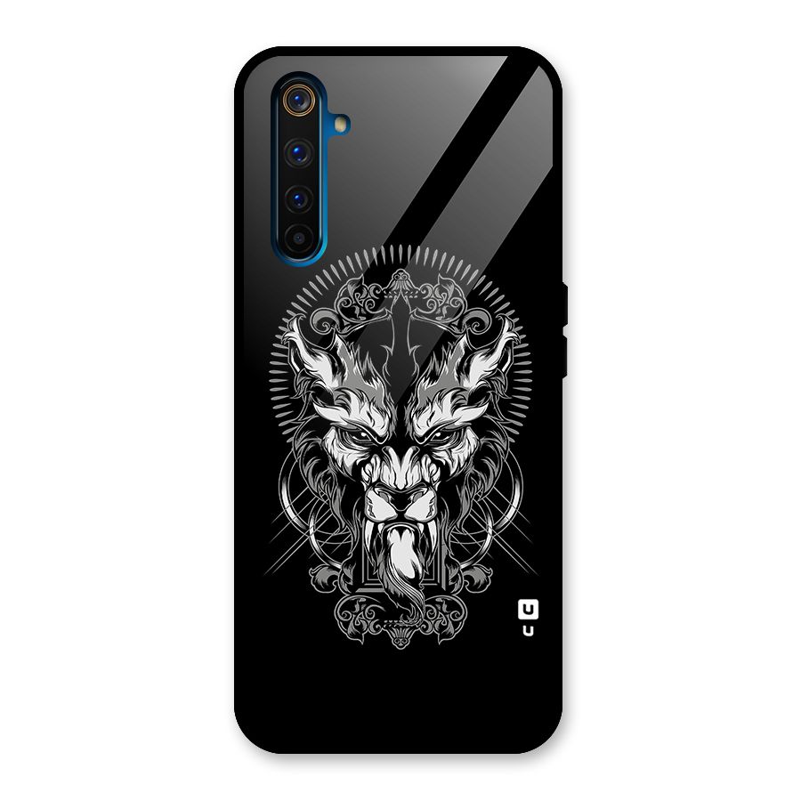 Pencil Art Lion Illustration Glass Back Case for Realme 6 Pro