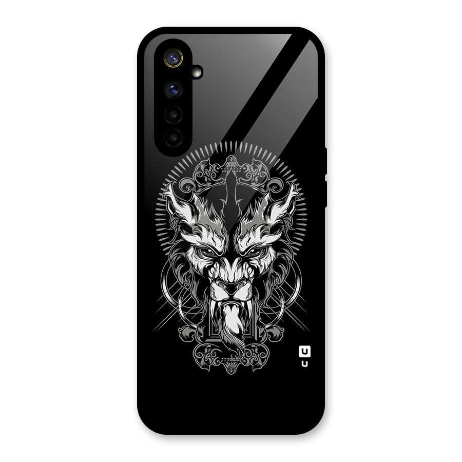 Pencil Art Lion Illustration Glass Back Case for Realme 6i