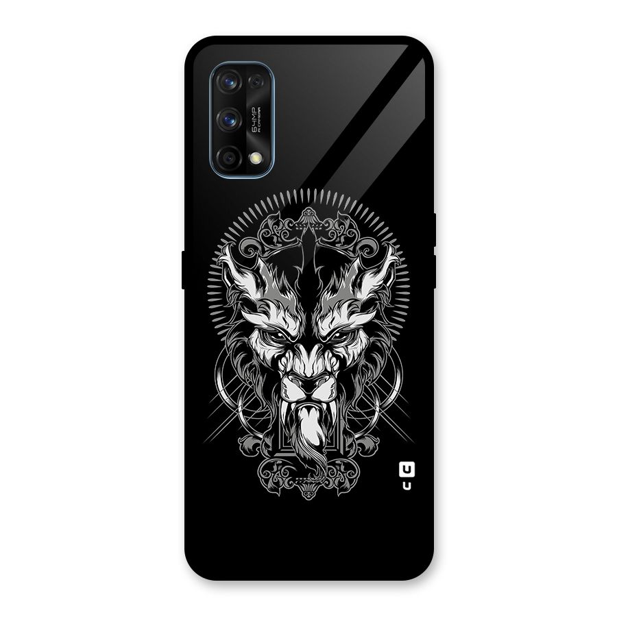 Pencil Art Lion Illustration Glass Back Case for Realme 7 Pro