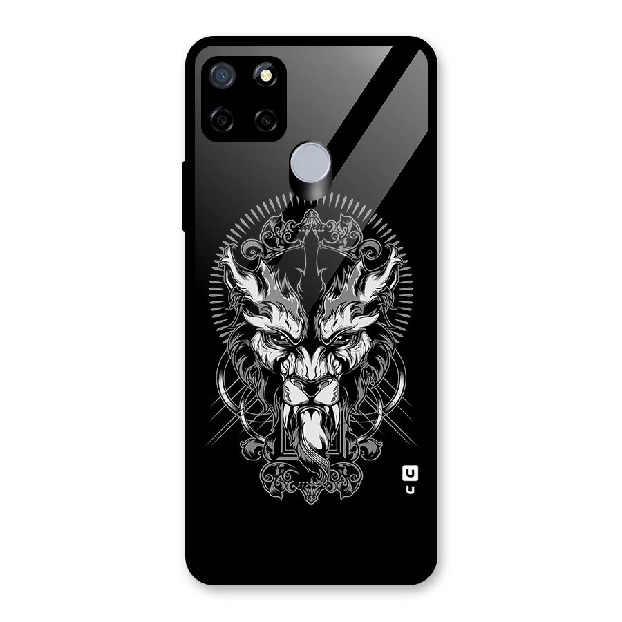 Pencil Art Lion Illustration Glass Back Case for Realme C15