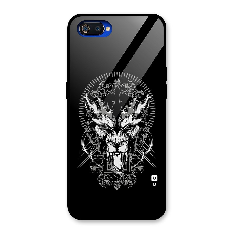Pencil Art Lion Illustration Glass Back Case for Realme C2