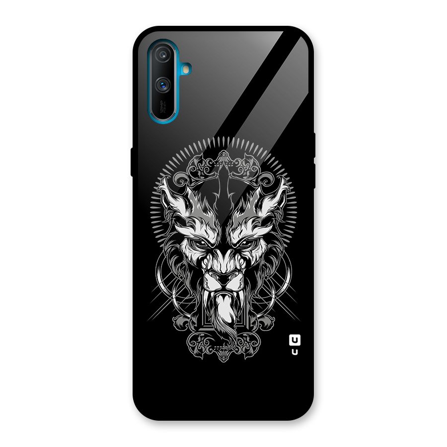Pencil Art Lion Illustration Glass Back Case for Realme C3