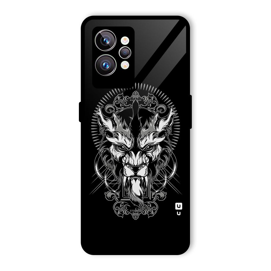 Pencil Art Lion Illustration Glass Back Case for Realme GT2 Pro