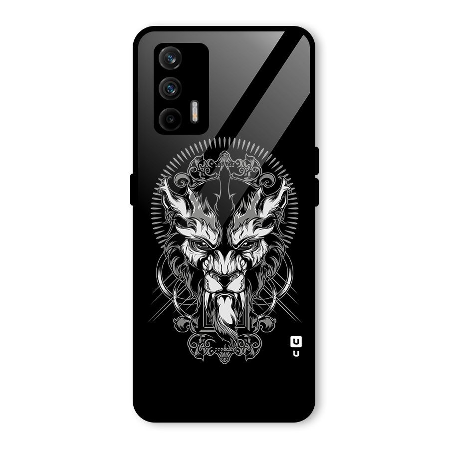 Pencil Art Lion Illustration Glass Back Case for Realme GT 5G