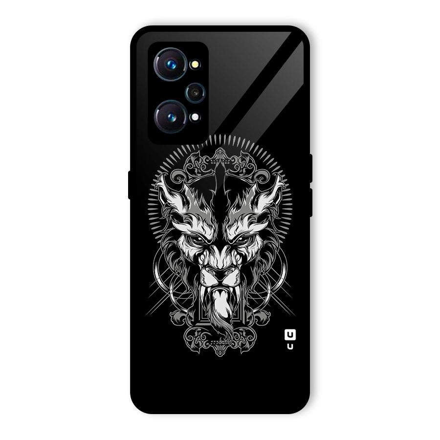 Pencil Art Lion Illustration Glass Back Case for Realme GT Neo2