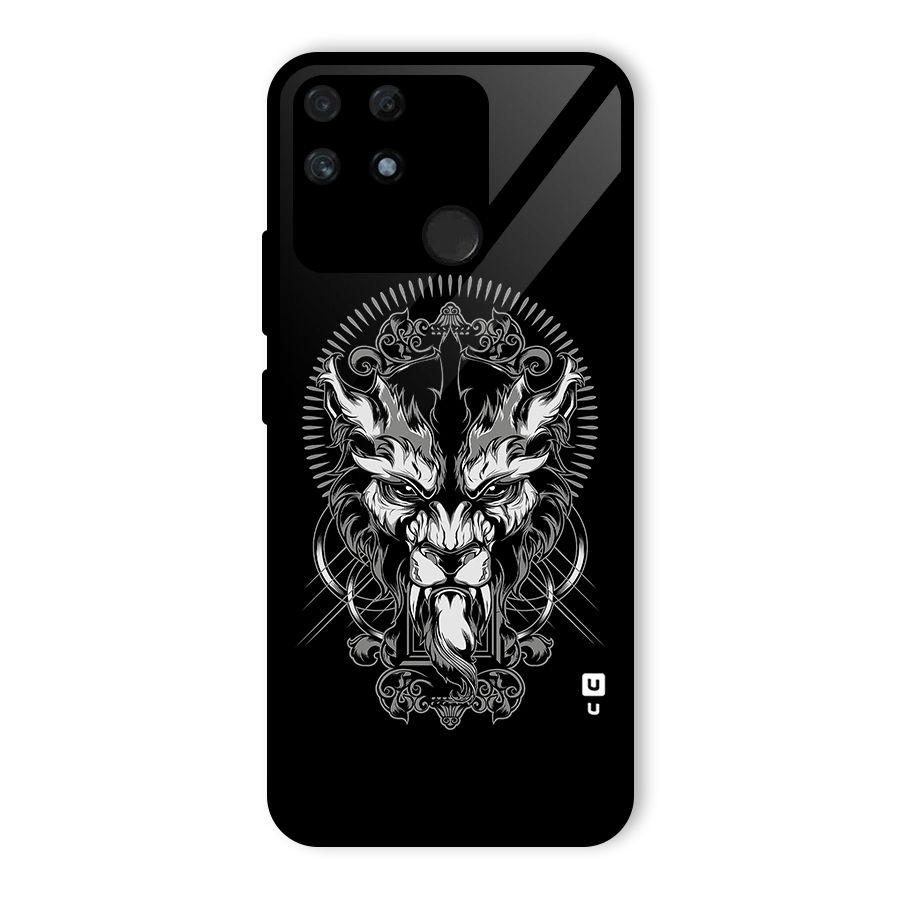 Pencil Art Lion Illustration Glass Back Case for Realme Narzo 50A
