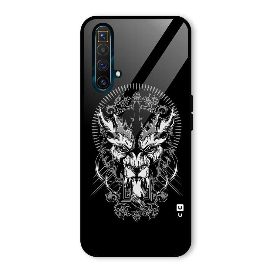 Pencil Art Lion Illustration Glass Back Case for Realme X3 SuperZoom