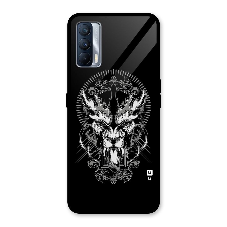 Pencil Art Lion Illustration Glass Back Case for Realme X7