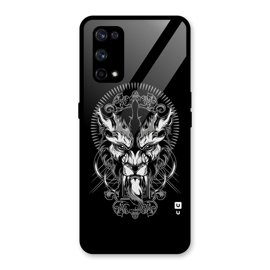 Pencil Art Lion Illustration Glass Back Case for Realme X7 Pro