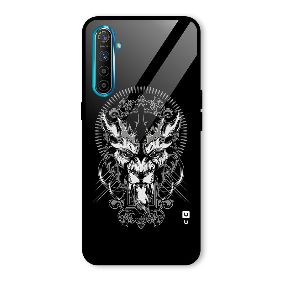 Pencil Art Lion Illustration Glass Back Case for Realme XT