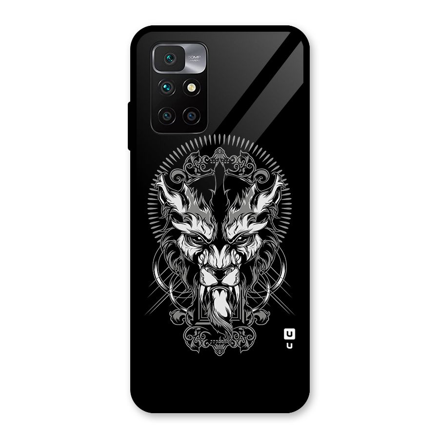 Pencil Art Lion Illustration Glass Back Case for Redmi 10 Prime