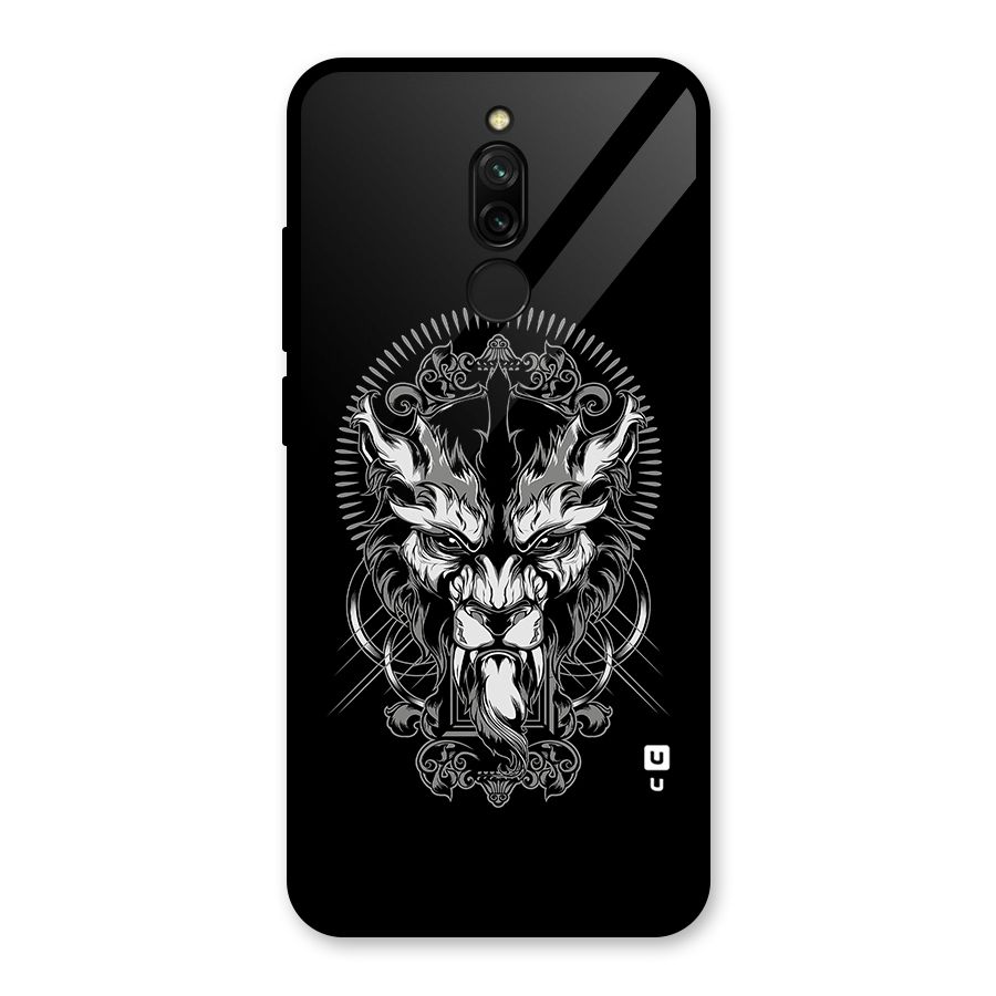 Pencil Art Lion Illustration Glass Back Case for Redmi 8