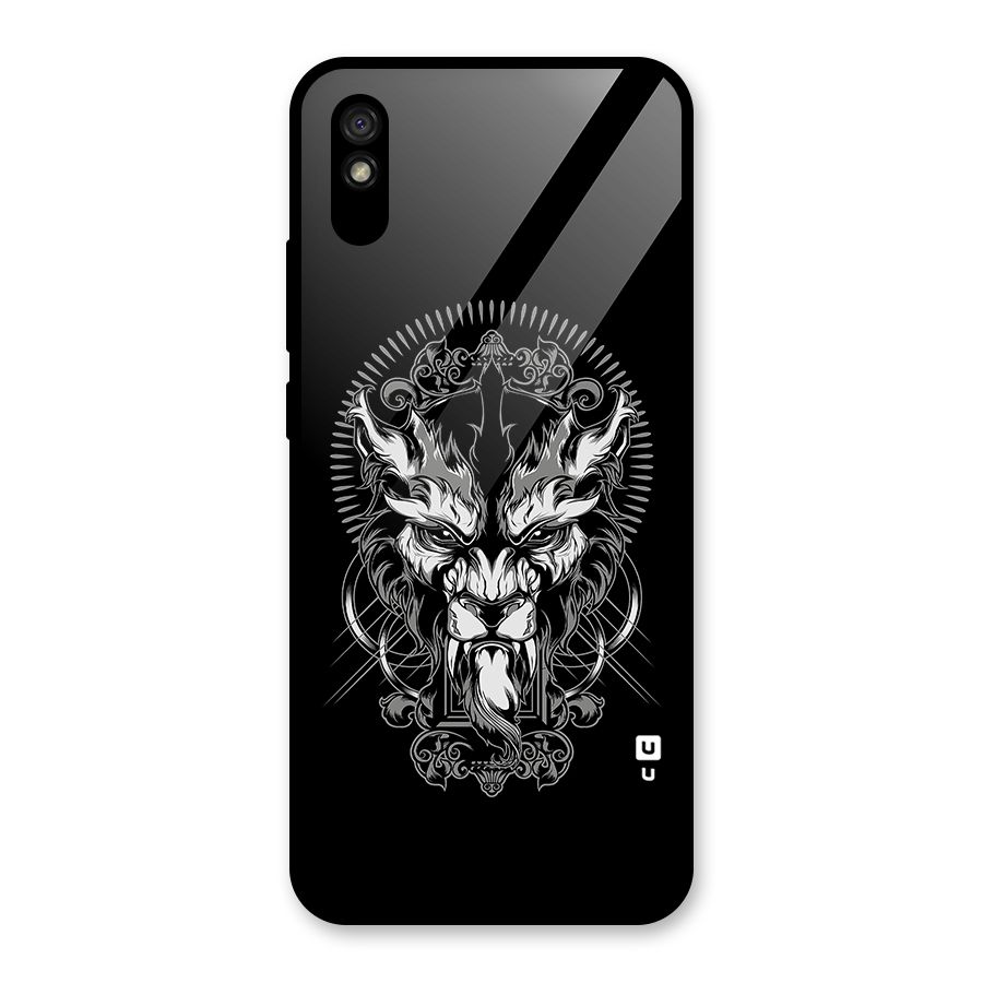 Pencil Art Lion Illustration Glass Back Case for Redmi 9A