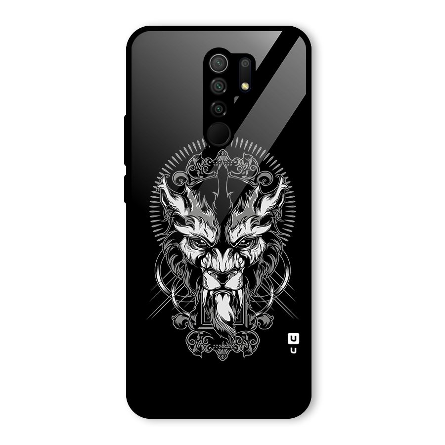 Pencil Art Lion Illustration Glass Back Case for Redmi 9 Prime