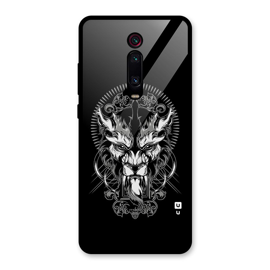 Pencil Art Lion Illustration Glass Back Case for Redmi K20 Pro