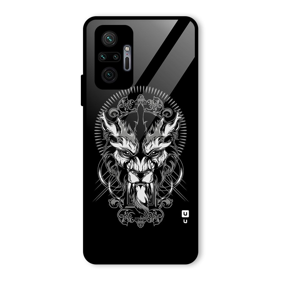 Pencil Art Lion Illustration Glass Back Case for Redmi Note 10 Pro