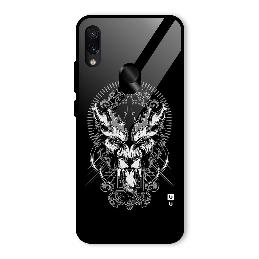 Pencil Art Lion Illustration Glass Back Case for Redmi Note 7S