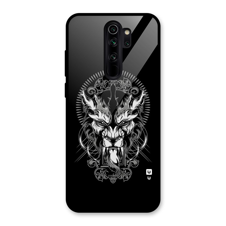 Pencil Art Lion Illustration Glass Back Case for Redmi Note 8 Pro