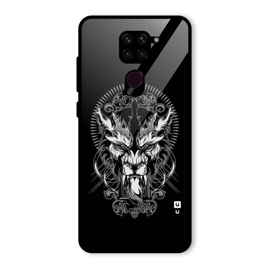 Pencil Art Lion Illustration Glass Back Case for Redmi Note 9
