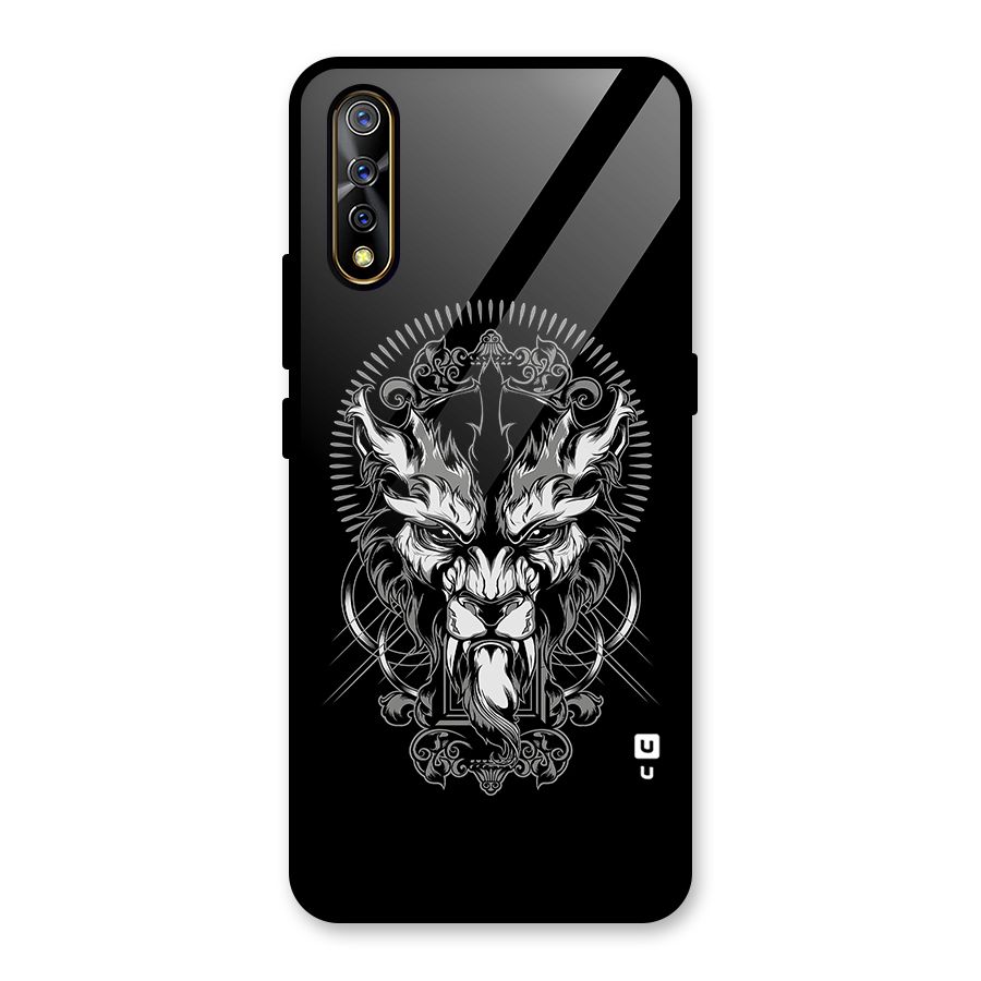 Pencil Art Lion Illustration Glass Back Case for Vivo S1