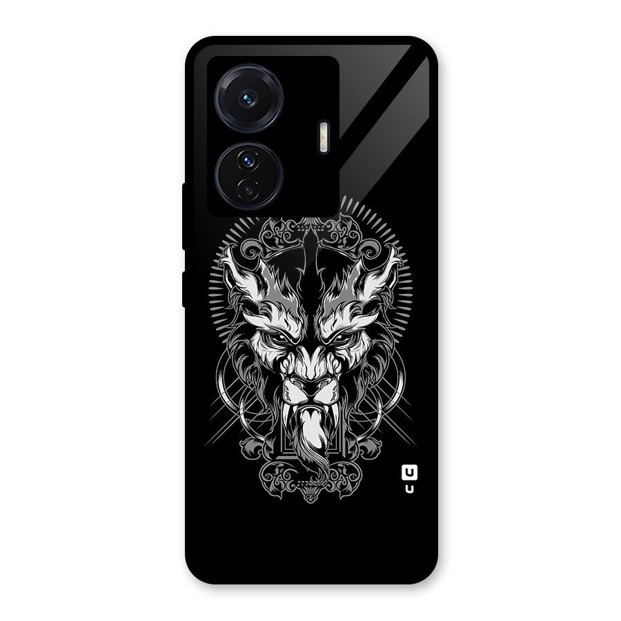 Pencil Art Lion Illustration Glass Back Case for Vivo T1 Pro