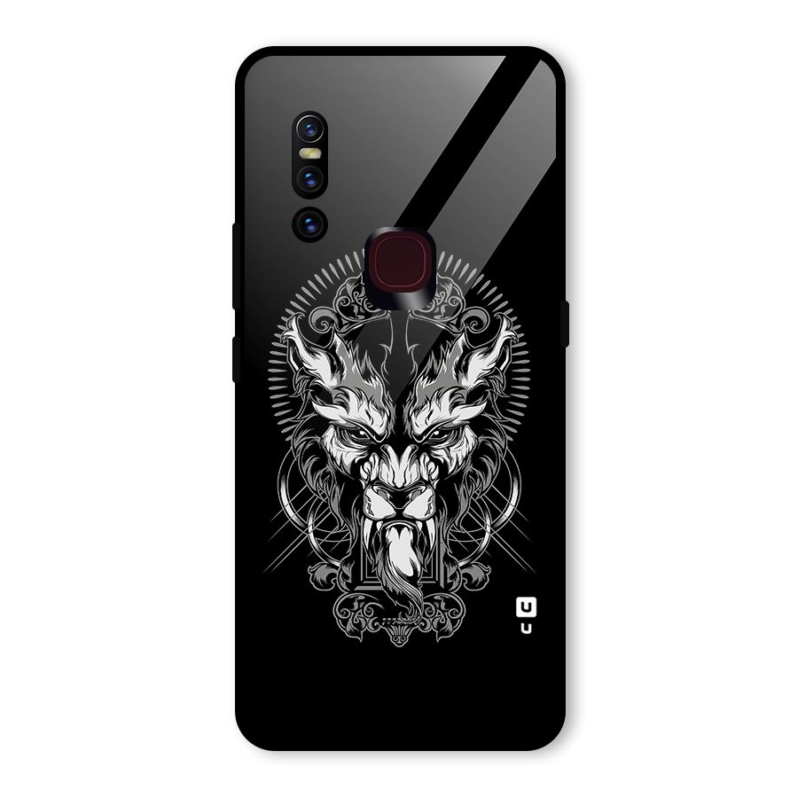 Pencil Art Lion Illustration Glass Back Case for Vivo V15