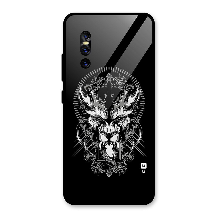 Pencil Art Lion Illustration Glass Back Case for Vivo V15 Pro